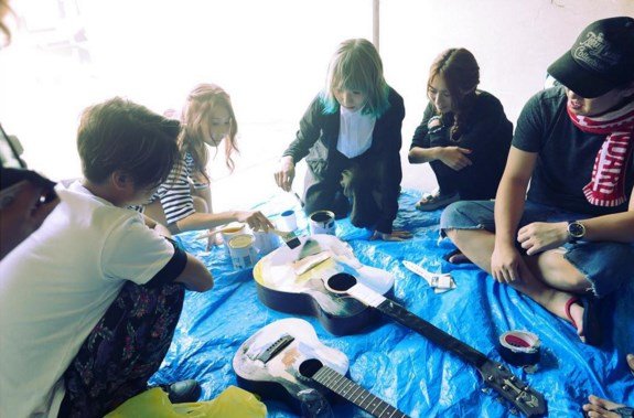 Painting on their guitars
