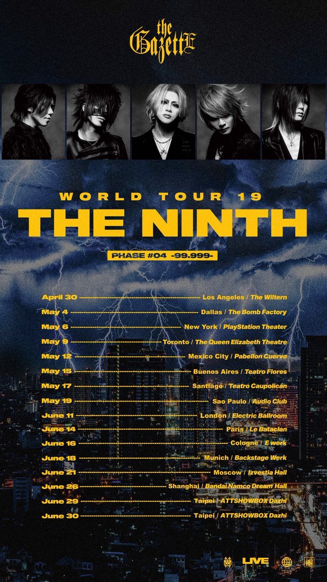 the GazettE announces World Tour 2019 "THE NINTH"